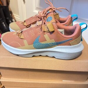 Nike Kids Rust Orange Sneakers with Bright Blue Swoosh